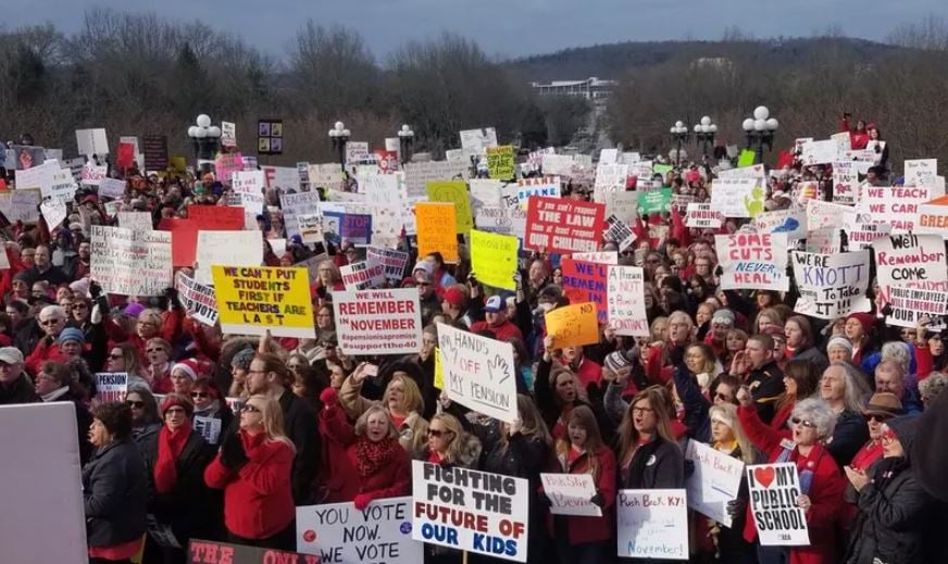 Teachers Swarm Kentucky Capitol To Protest Pension Changes, School Budget Cuts