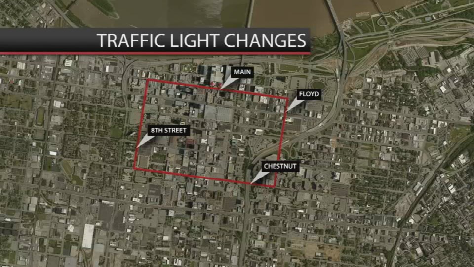 Louisville officials change traffic light timing downtown to help