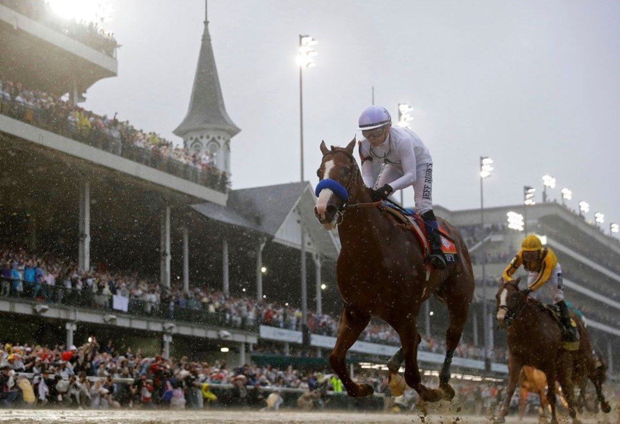 Justfiy ran like a Triple Crown while winning the Kentucky Derby by nearly three lengths Saturday at Churchill Downs. (AP photo)