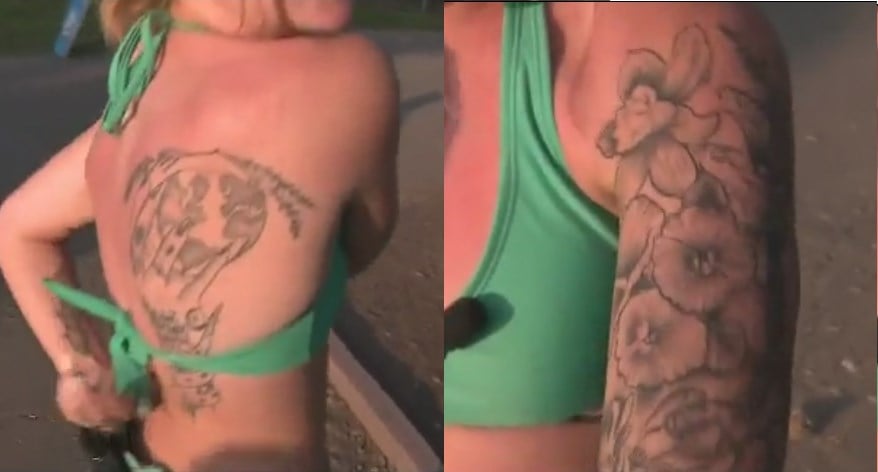 What is the tattoo in Katya's left arm? The creature is a famous image, but  I can't figure out what it is called. Also, anyone know what her other  tattoos are/mean? :